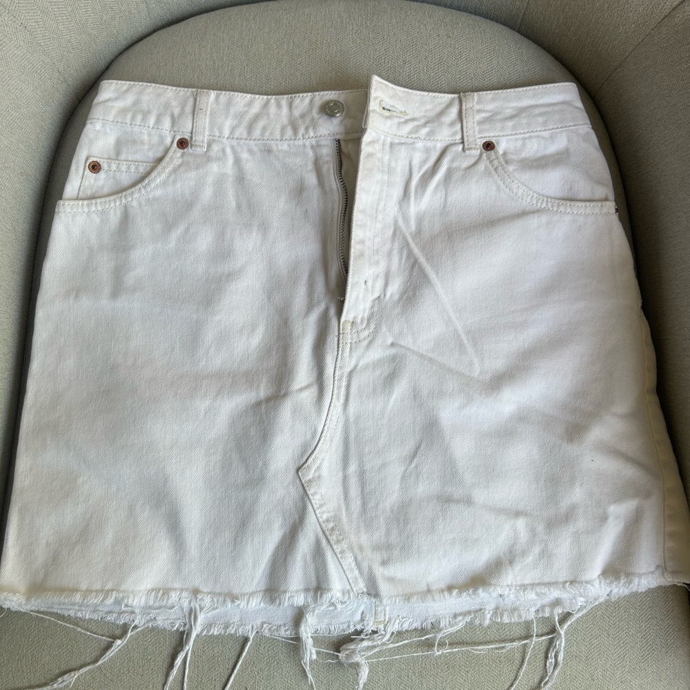 Topshop White Denim Skirt
